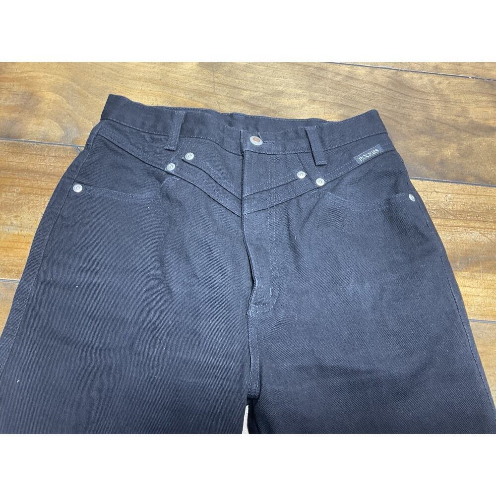 Vintage Rockies Western Mom High-waisted Bare Back Studded Black Jeans-7/8 XLong - Picture 3 of 10